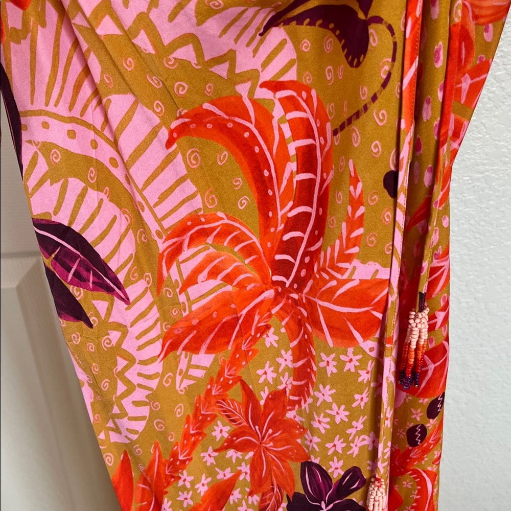 NWT Farm Rio Dress Jungle Panther Balloon Sleeve Cutout Midi Dress Size Small - Picture 5 of 10
